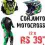 preço barato kit Motocross e Trilha Capacete Camisa Calça e Colete em perfeito estado